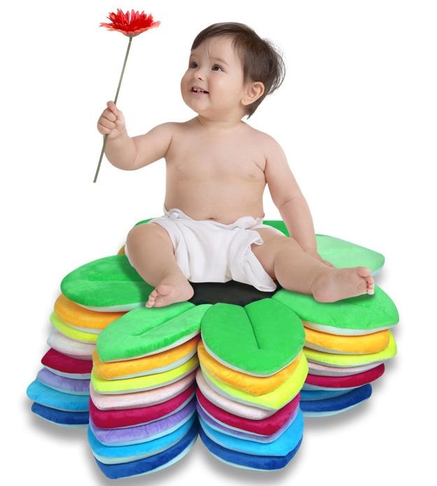 2 IN 1 Baby Lotus Plush Flower Bath And Play Mat 4 Or 7 Petals-baby bath accessory-Free Item Online