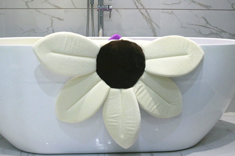 2 IN 1 Baby Lotus Plush Flower Bath And Play Mat 4 Or 7 Petals-baby bath accessory-ivory 7 petals-Free Item Online