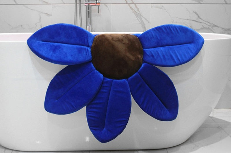 2 IN 1 Baby Lotus Plush Flower Bath And Play Mat 4 Or 7 Petals-baby bath accessory-navy 7 petals-Free Item Online