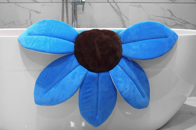 2 IN 1 Baby Lotus Plush Flower Bath And Play Mat 4 Or 7 Petals-baby bath accessory-blue 7 petals-Free Item Online