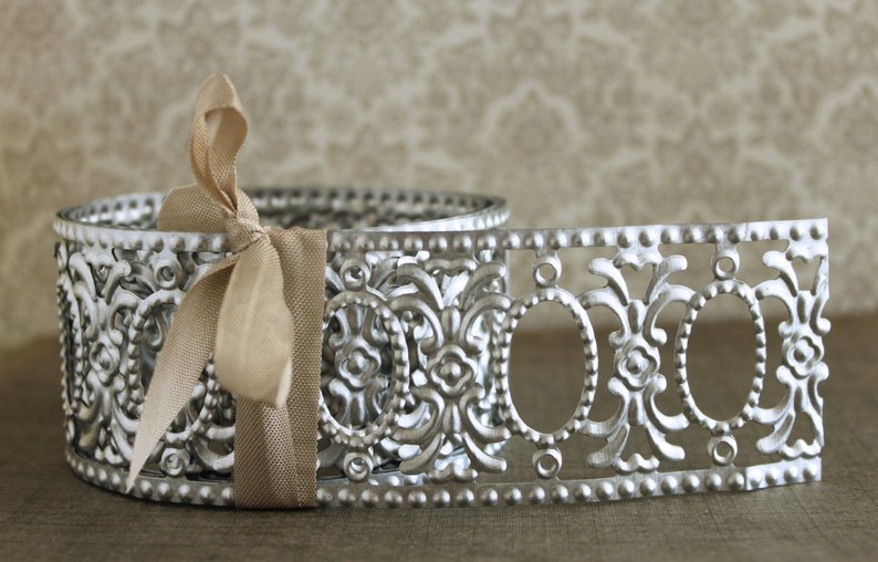 Zinc Metal Plated Silver Ribbon with ovals 9 feet long-metal ribbon-Free Item Online