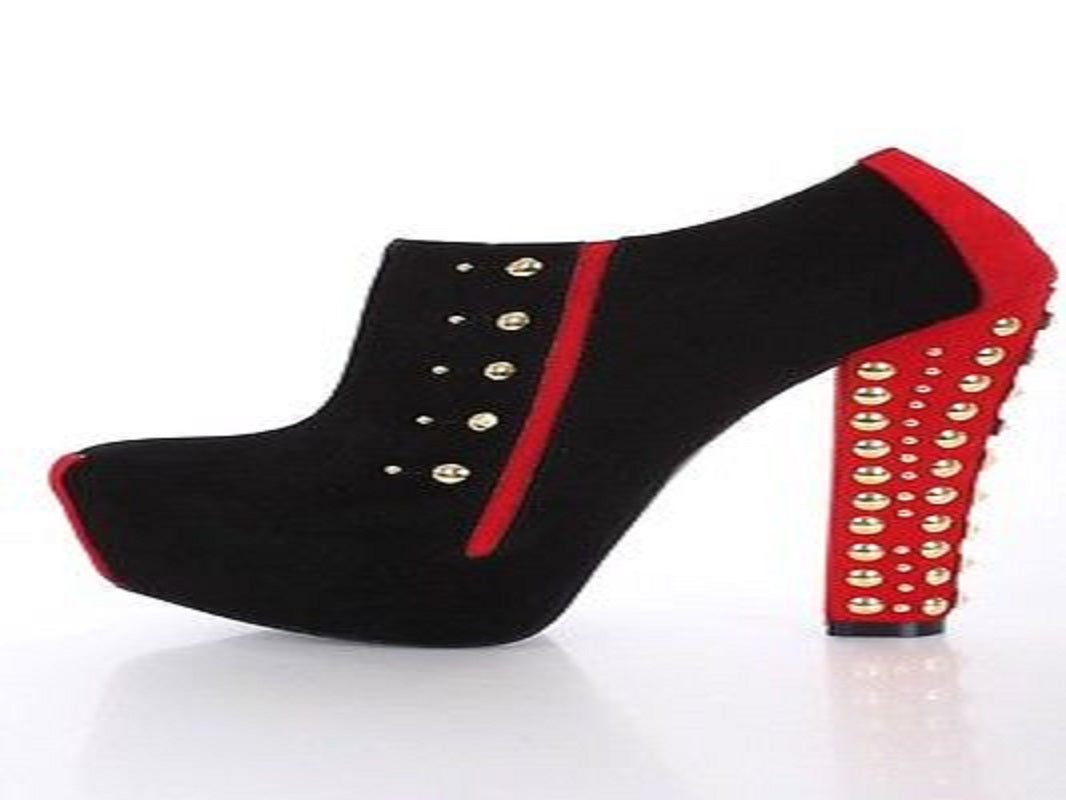 Women Red and Black Suede Ankle Booties Shoes-Free Item Online