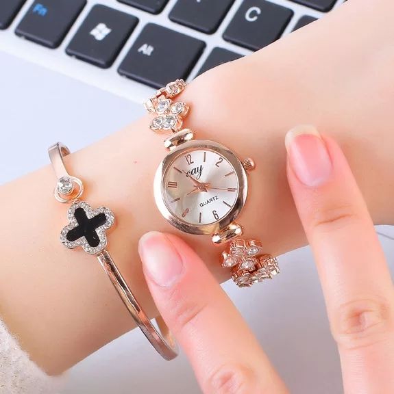 LORDINA Women's Rose Gold Wrist Watch with Rhinestones-women watch-Rose Gold-Free Item Online