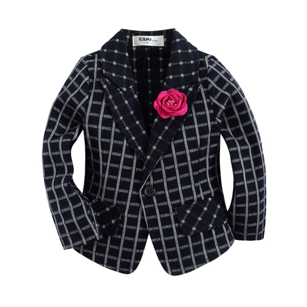 new arrival knitted cotton  100% plaid  blazer for toddler girl  BG151201E