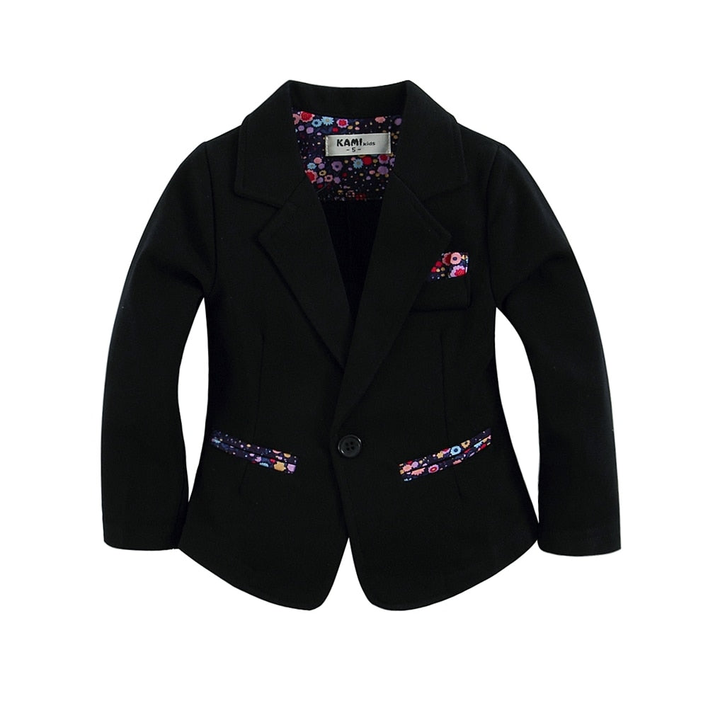 new arrival knitted cotton 100% toddler girl blazer  solid black