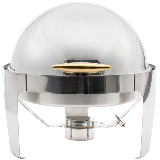 Round Food Warmer With Gold Handle 6.5QT-chafer-6.5 Qt-silver with gold handle-Free Item Online