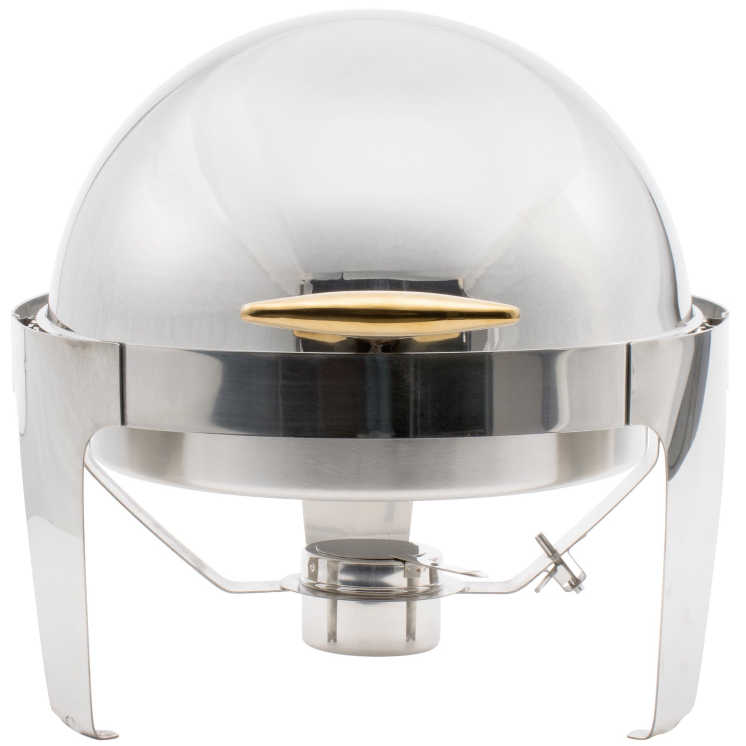Round Food Warmer 6.5 Qt Roll Top Stainless Steel-chafer-6.5 Qt-silver with gold handle-Free Item Online
