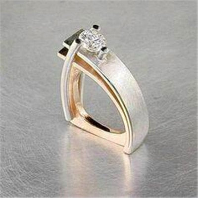 Luxury Fashion Unisex Zircon Finger Ring Unique Style Silver Gold Color Engagement Ring Vintage Wedding Rings For Women-Free Item Online
