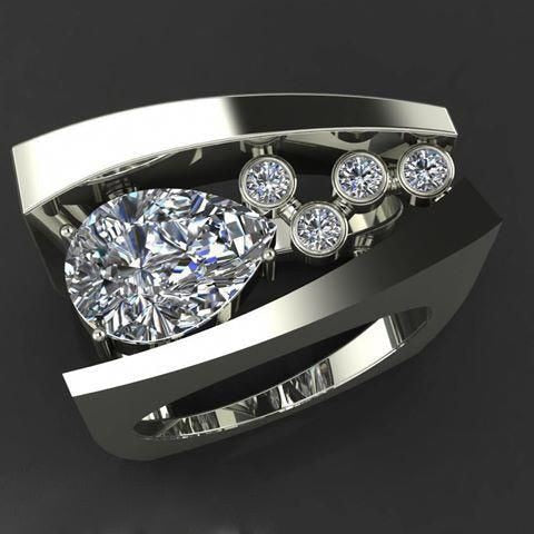 Luxury Fashion Unisex Zircon Finger Ring Unique Style Silver Gold Color Engagement Ring Vintage Wedding Rings For Women-Free Item Online