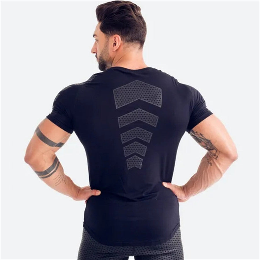 Ryan Design Compression Men Tee Shirt Gym Fitness Bodybuilding Workout Black Tops-work out top-Free Item Online