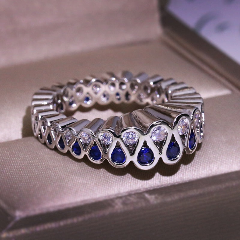 Judy Luxury Designer Zircon Ring Crystal 925 Silver Love Engagement Wedding Rings-ring-Free Item Online