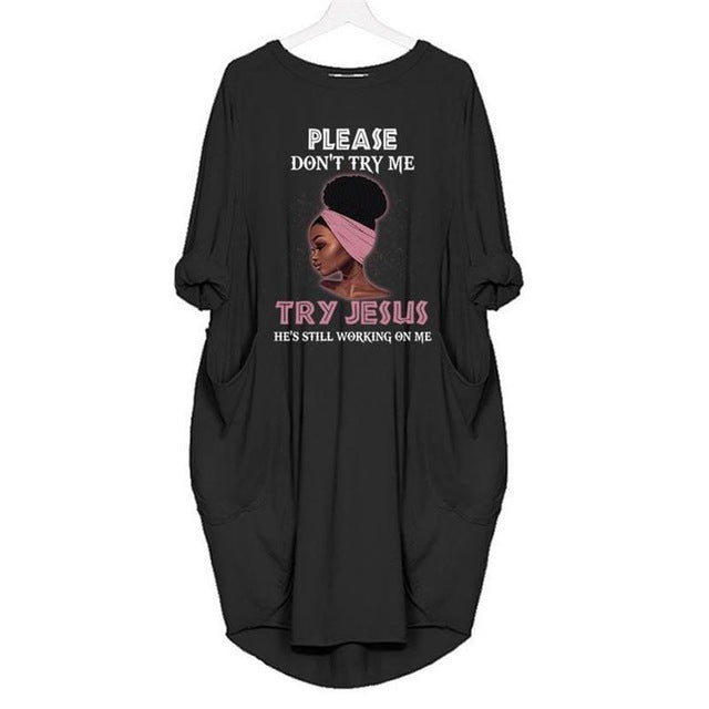Christian T-Shirt Women Top Try Jesus Dress-try jesus top-Black-S-Free Item Online