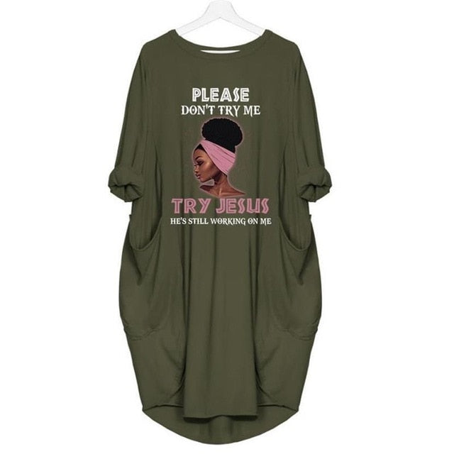 Christian T-Shirt Women Top Try Jesus Dress-try jesus top-Green-XL-Free Item Online