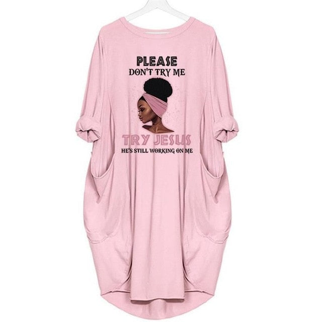 Christian T-Shirt Women Top Try Jesus Dress-try jesus top-Pink-5XL-Free Item Online