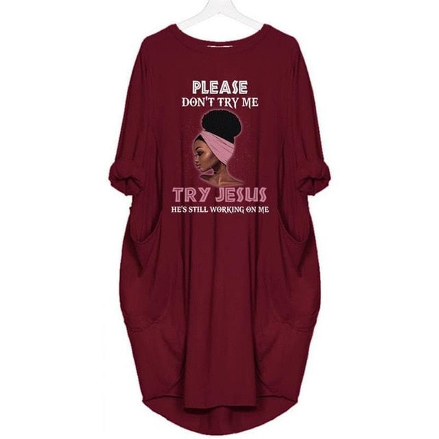 Christian T-Shirt Women Top Try Jesus Dress-try jesus top-Red-XL-Free Item Online