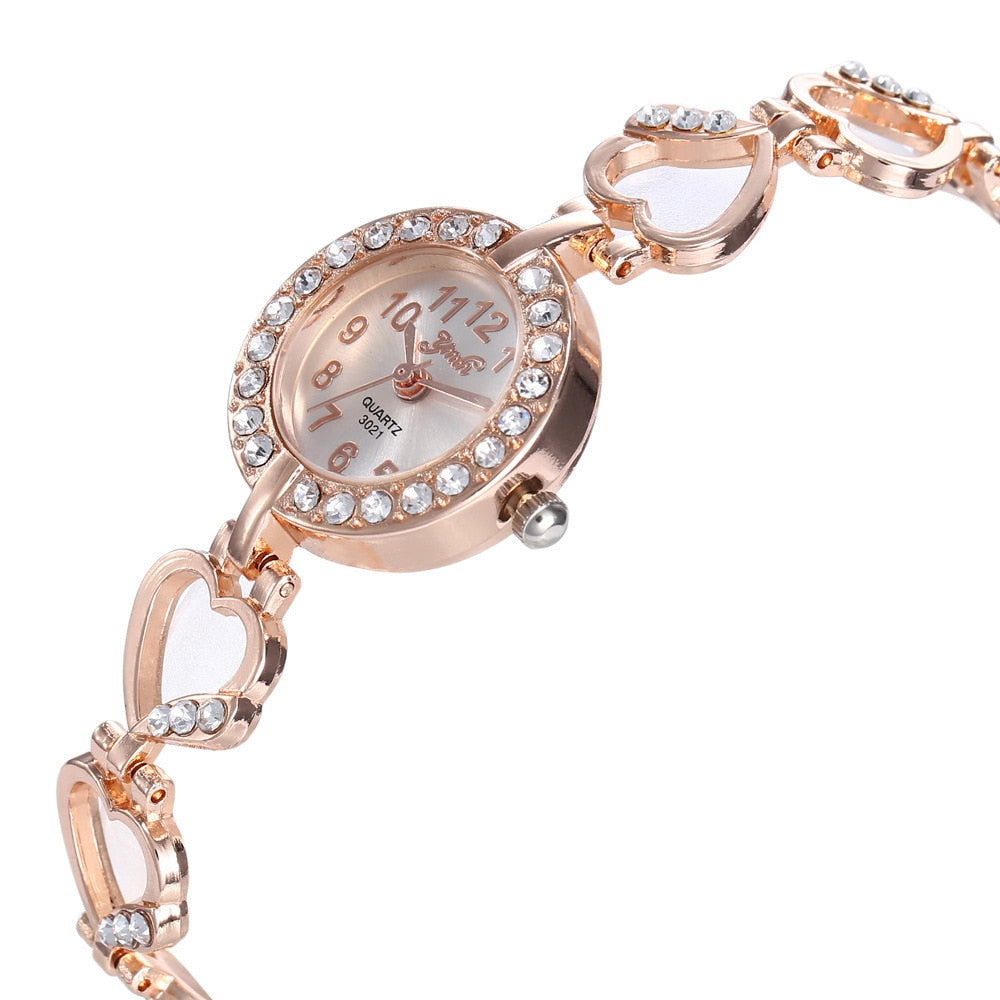 Starlet Gem Luxury Bracelet Women Watch Rose Gold Diamond Ladies Silver Timepiece