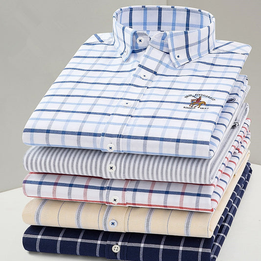 Men Oxford Cotton Long Sleeve Shirts