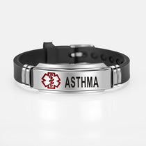 Engraved ID Bracelet Alert Stainless Steel Silicone Unisex Personalized Jewelry