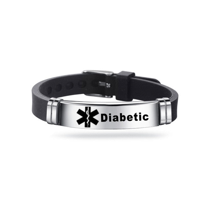 Silicone ID Bracelet Alert ICE Bangle Adjustable Length Wristband Unisex Jewelry