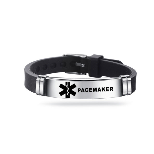 Silicone ID Bracelet Alert ICE Bangle Adjustable Length Wristband Unisex Jewelry