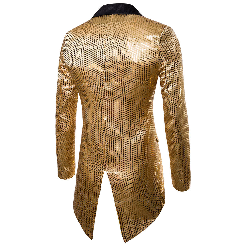 Sequin Men's Blazer Tail Casual Slim Fit