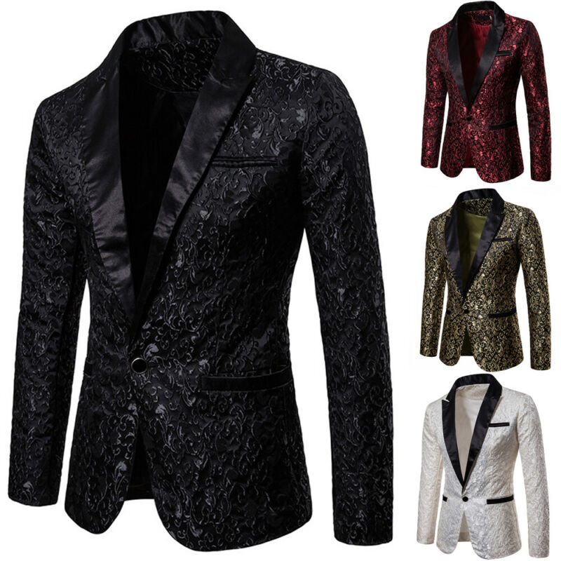 Men's Paisley Blazer Coat Suit Jacket