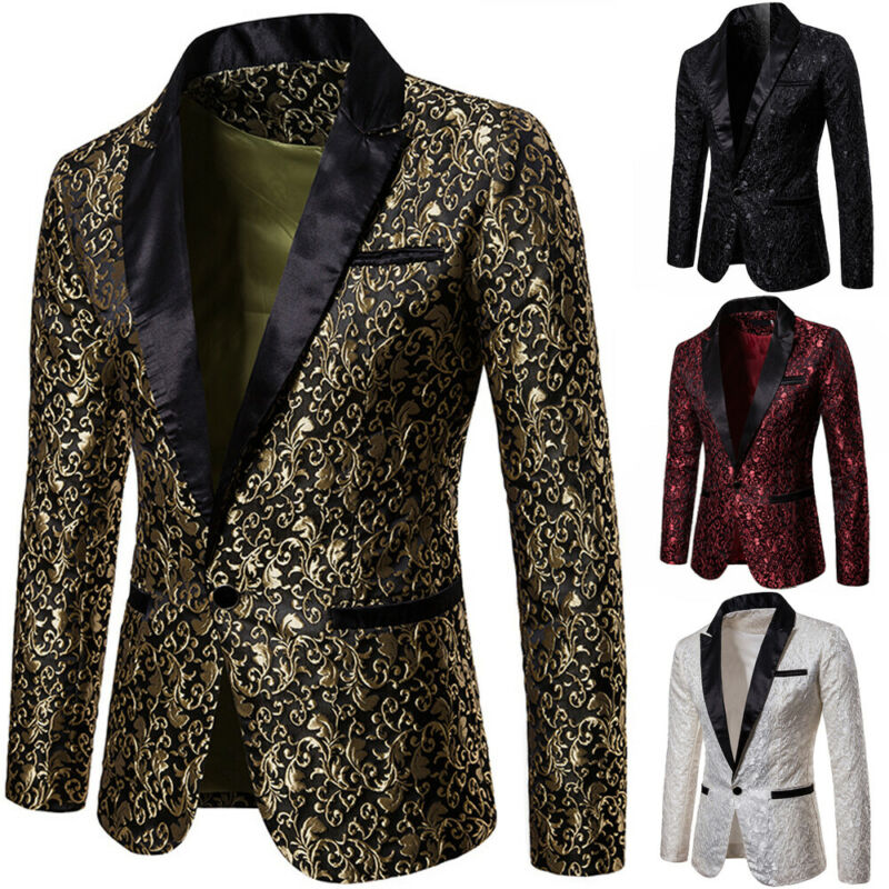 Men's Paisley Blazer Coat Suit Jacket