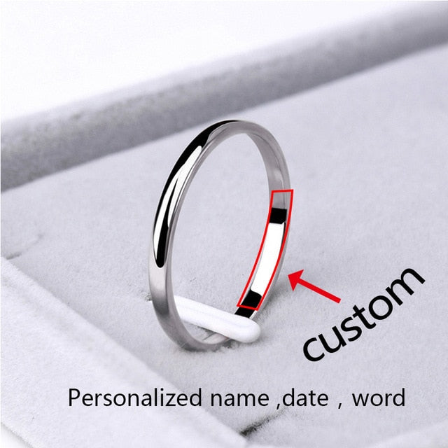 Personalized wedding Bands Stainless Steel Rings Rose Gold