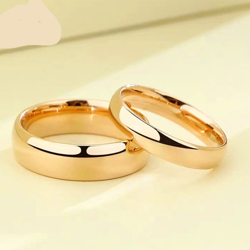 Stainless Steel Couple Rings Gold