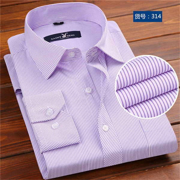 Long Sleeve Polka Dot Slim Fit Social Business Men Dress Shirt