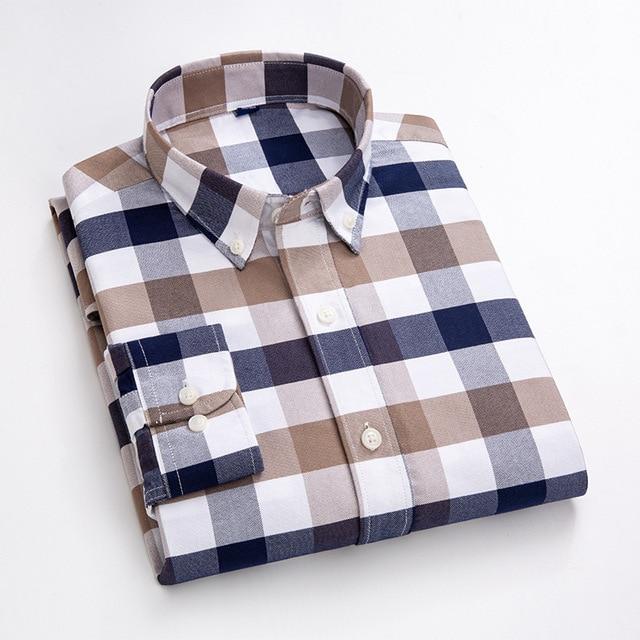 Plaid Oxford Long Sleeve Check Patterned Shirts