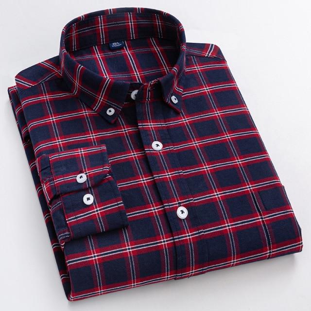Plaid Oxford Long Sleeve Check Patterned Shirts