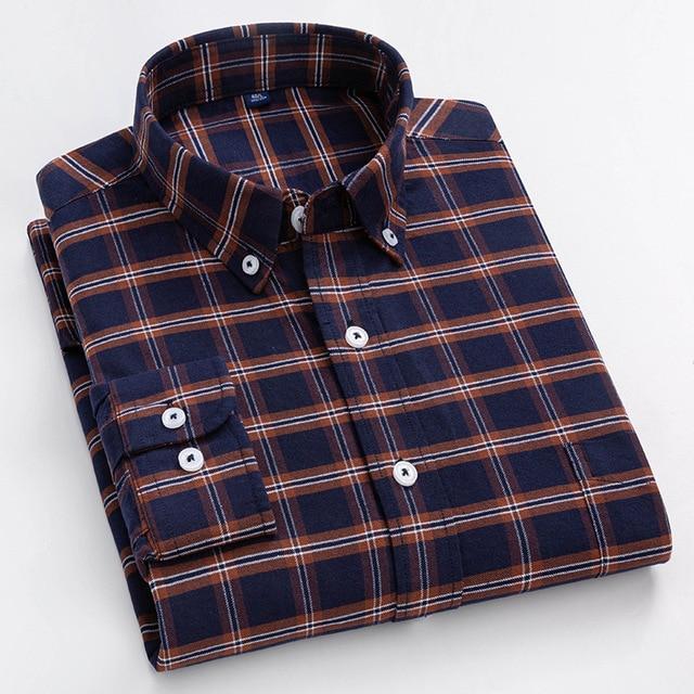 Plaid Oxford Long Sleeve Check Patterned Shirts