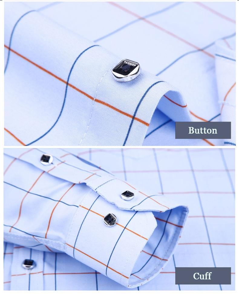 Men Fashion Casual Long Sleeved Printed Slim Fit Business Dress Shirt