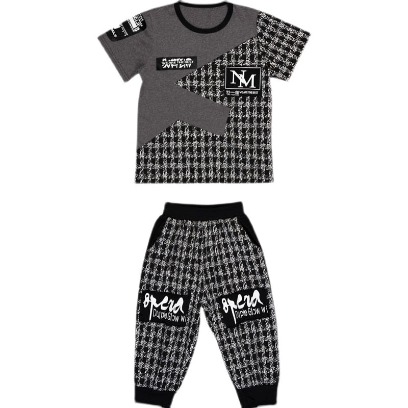 Boy Sets Summer Kids Clothes Fashion Short Sleeve T-shirt Pants School Children Sport Suit