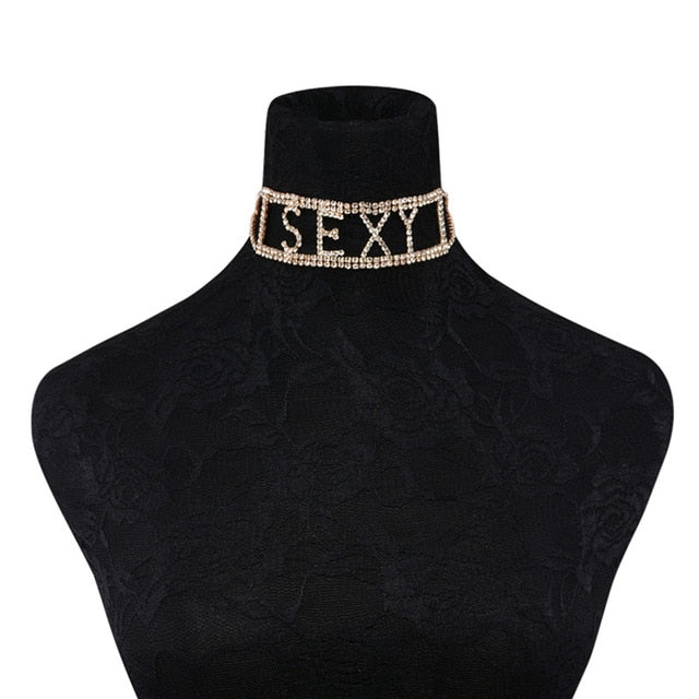 Liliana Fashion Rhinestone Choker Necklace-rhinestone necklace-Free Item Online