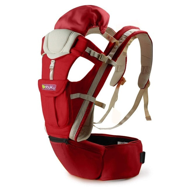 Gailis Ergonomic Multi Position Breathable Baby Carrier Sling With Infant Hipseat-baby carrier-red-OneSize-Free Item Online