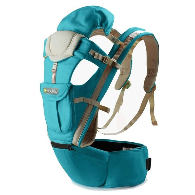 Gailis Ergonomic Multi Position Breathable Baby Carrier Sling With Infant Hipseat-baby carrier-turquoise-OneSize-Free Item Online