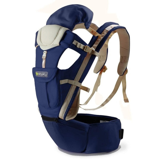 Gailis Ergonomic Multi Position Breathable Baby Carrier Sling With Infant Hipseat-baby carrier-navy-OneSize-Free Item Online