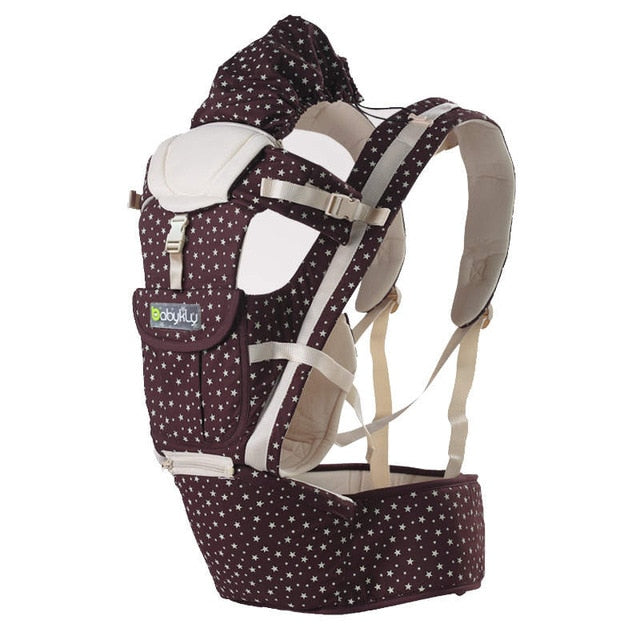 Gailis Ergonomic Multi Position Breathable Baby Carrier Sling With Infant Hipseat-baby carrier-brown star-OneSize-Free Item Online