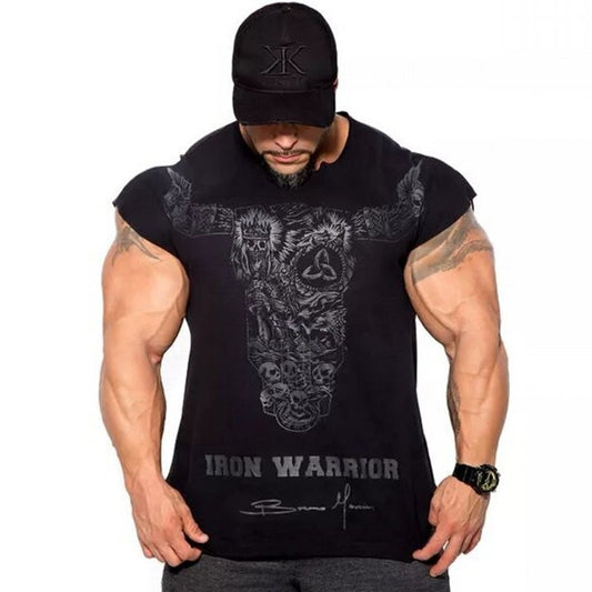 Ryan Body Builder Men Gyms Fitness Slim T-shirt Workout Cotton Tops-men workout tops-Free Item Online