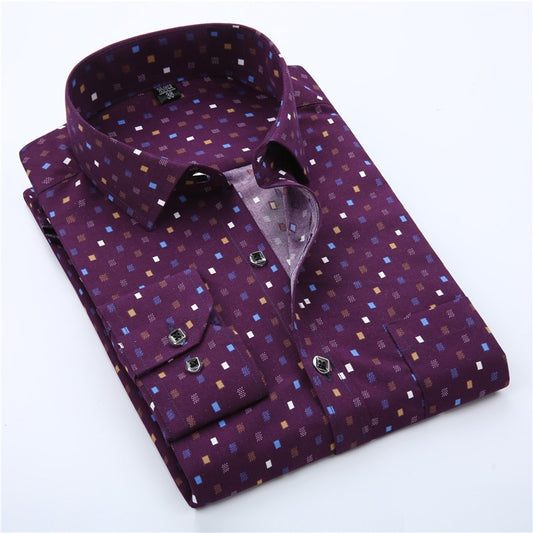Designer Men Shirt Long Sleeve Casual Shirt Slim Fit Print Shirts