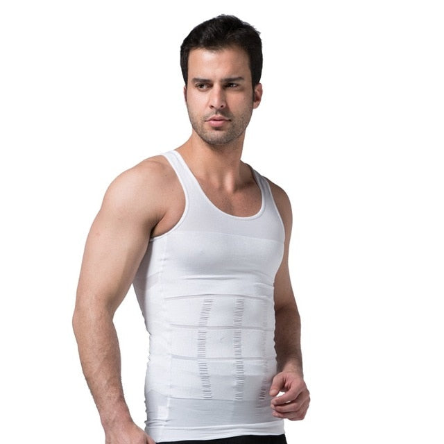 Jovan Men Slimming Body Shaper Underwear Body Tummy Belly Compression Corset Vest-men body shaper-Free Item Online-White-L-Free Item Online