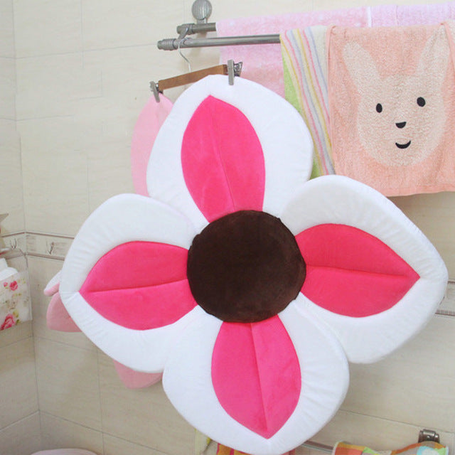 2 IN 1 Baby Lotus Plush Flower Bath And Play Mat 4 Or 7 Petals-baby bath accessory-Rose 4 petals-Free Item Online