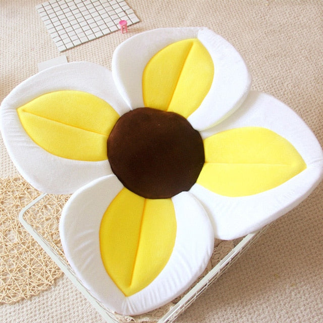 2 IN 1 Baby Lotus Plush Flower Bath And Play Mat 4 Or 7 Petals-baby bath accessory-Yellow 4 petals-Free Item Online