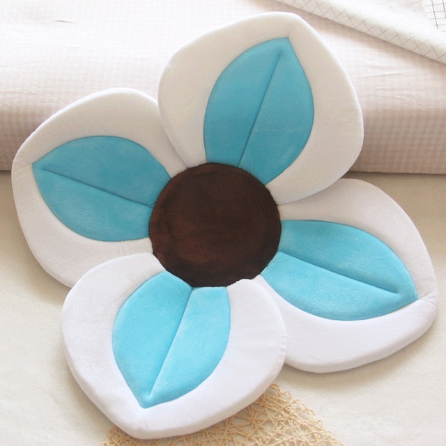 2 IN 1 Baby Lotus Plush Flower Bath And Play Mat 4 Or 7 Petals-baby bath accessory-Sky Blue 4 petals-Free Item Online
