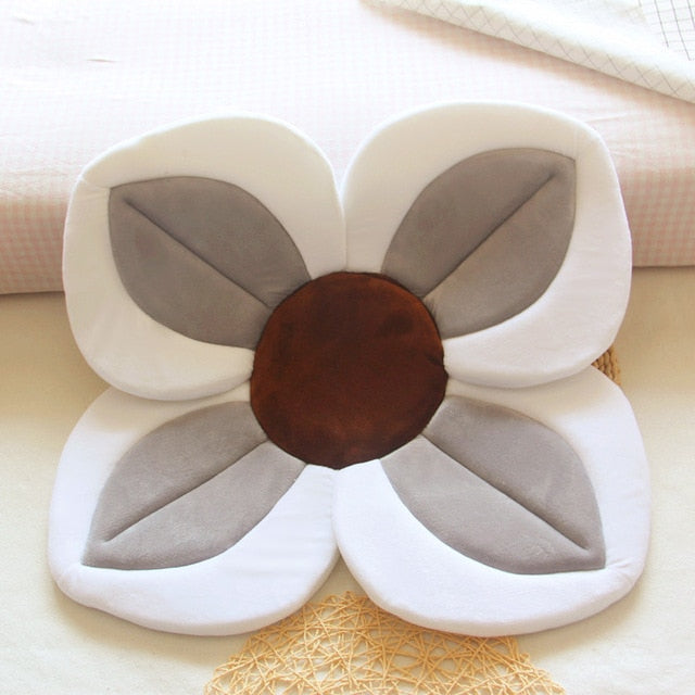 2 IN 1 Baby Lotus Plush Flower Bath And Play Mat 4 Or 7 Petals-baby bath accessory-Gray 4 petals-Free Item Online