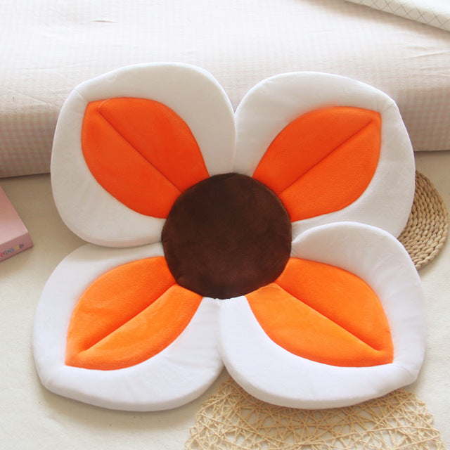 2 IN 1 Baby Lotus Plush Flower Bath And Play Mat 4 Or 7 Petals-baby bath accessory-Orange 4 petals-Free Item Online