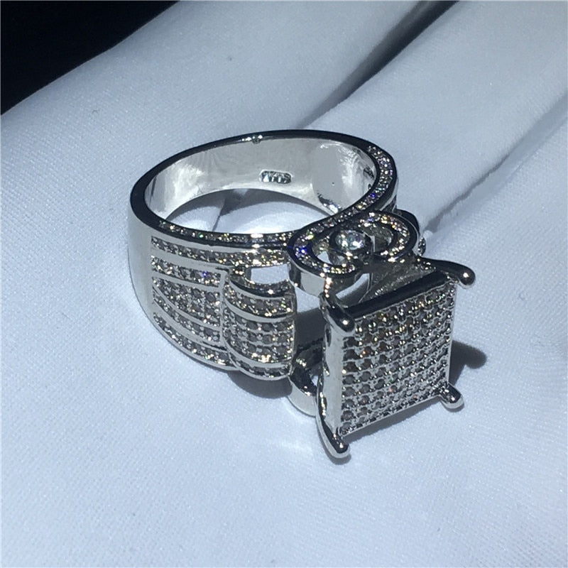 Judy High End Luxury 925 sterling Silver Pave setting AAAAA CZ Engagement Band Rings Women Wedding Jewelry Gift-wedding ring-Free Item Online
