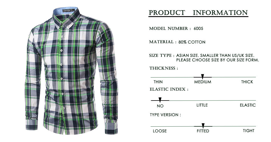 Jesse Men Plaid Long Sleeve Slim Fit Shirt-Men's shirt-Free Item Online-Free Item Online